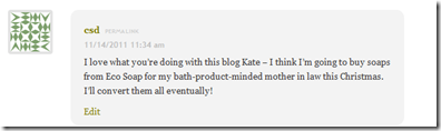 EcoNatural Soap Giveaway winner comment